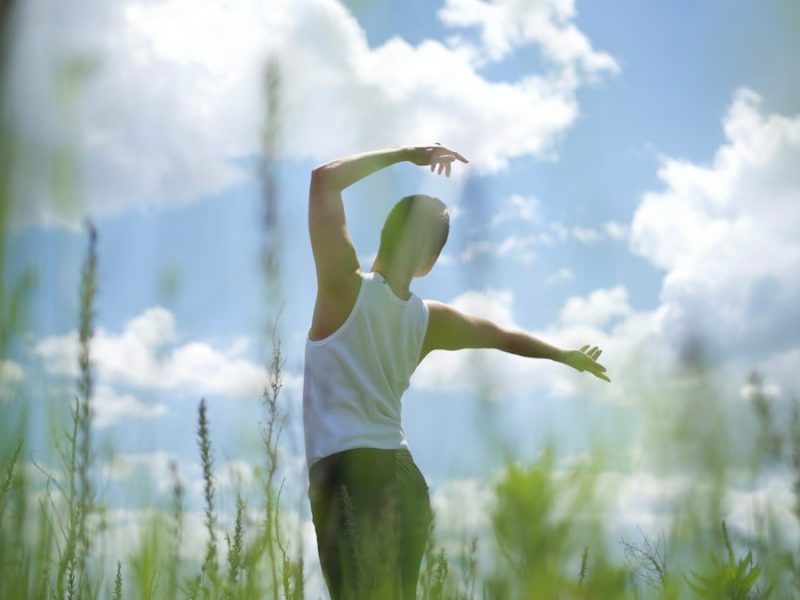 a man standing in a field
